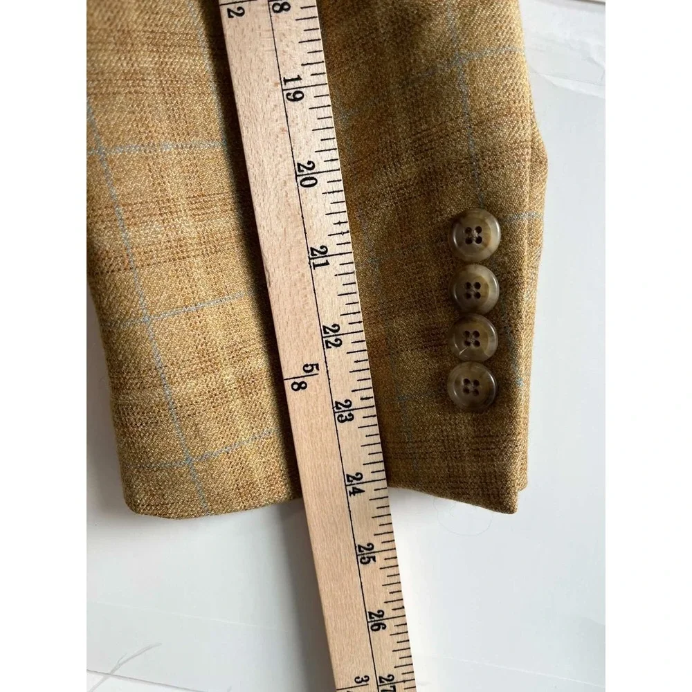 Nick Hilton Blazer Mens 40R-42R? Brown Plaid Three-Button Jacket Career Business